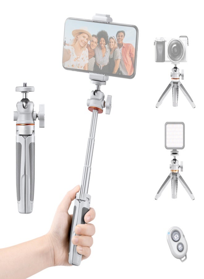 K&F CONCEPT Portable Extendable Selfie Stick Tripod Aluminum Alloy 1/4 In Screw 2kg Load Capacity with Phone Holder Remote Shutter Replacement for iPhone 15/14/13/12 Mirrorless Camera Vlog Live - Image 1