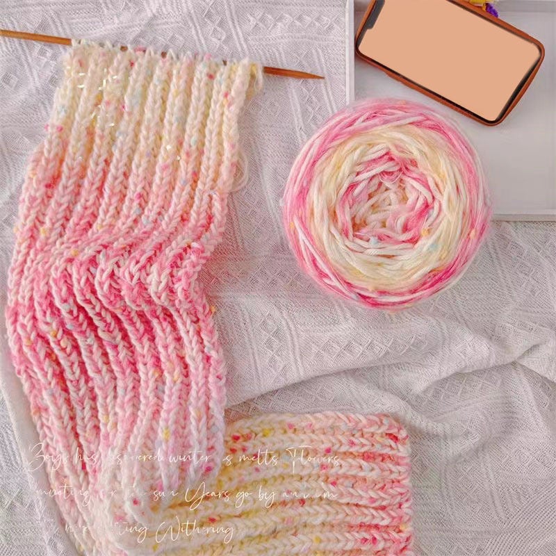 Factory wholesale handmade diy gradient color rainbow sugar scarf line beanie scarf wool ball woven material packageFF-02 FF-02 