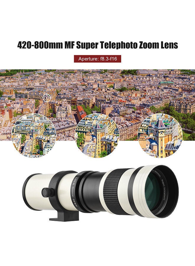Camera MF Super Telephoto Zoom Lens F/8.3-16 420-800mm T Mount + UV/CPL/FLD Filters Set +2X 420-800mm Teleconverter Lens + T2-AF Adapter Ring  - Image 4
