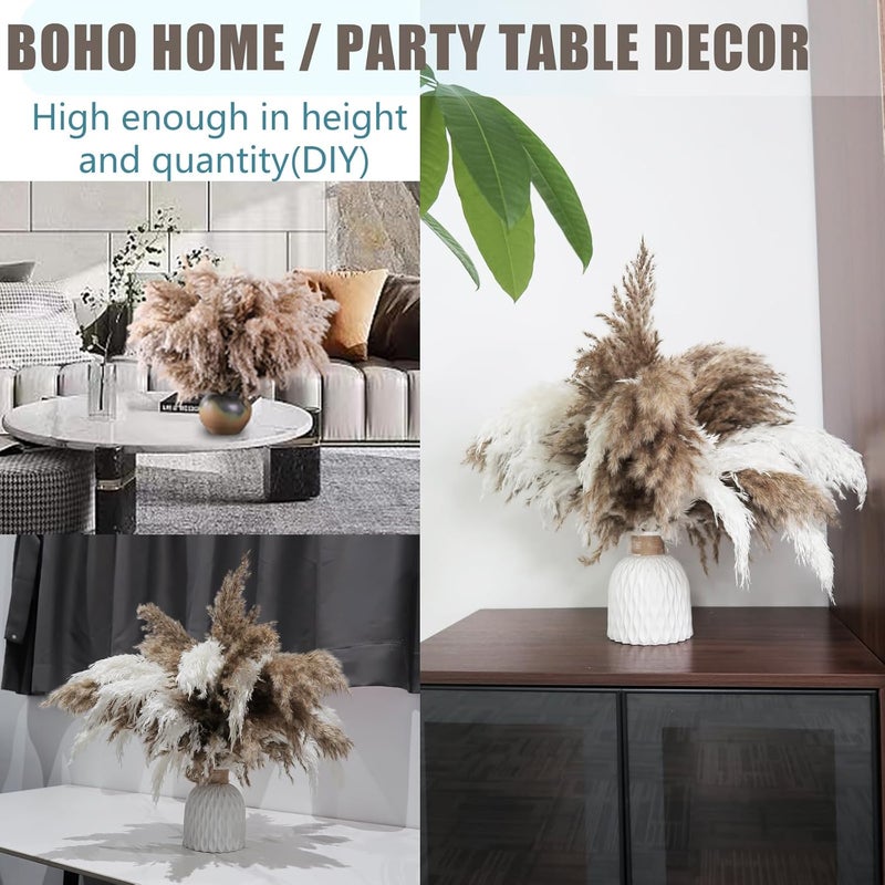 ROOLLYA 30 Stems Fluffy Pampas Grass - Natural Dried Pampas, Brown & White Pompas Grass, Dry Small Pampas Bulk for Living Room Table Decor, Boho Decor,Party Wedding Decor, Gift(17.7 inch, 20 Brown & 10White) - Image 5