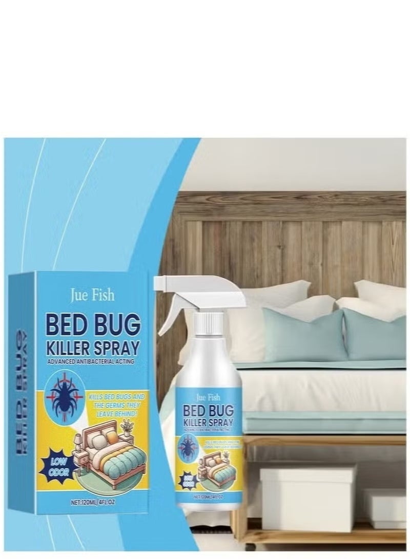 JUE-FISH 120ml Multi-Insect Eliminator Spray - Low Odor, Botanical Formula for Bed Bugs, Cockroaches, Flies & More, Stain-Free with Fresh Scent - Image 2