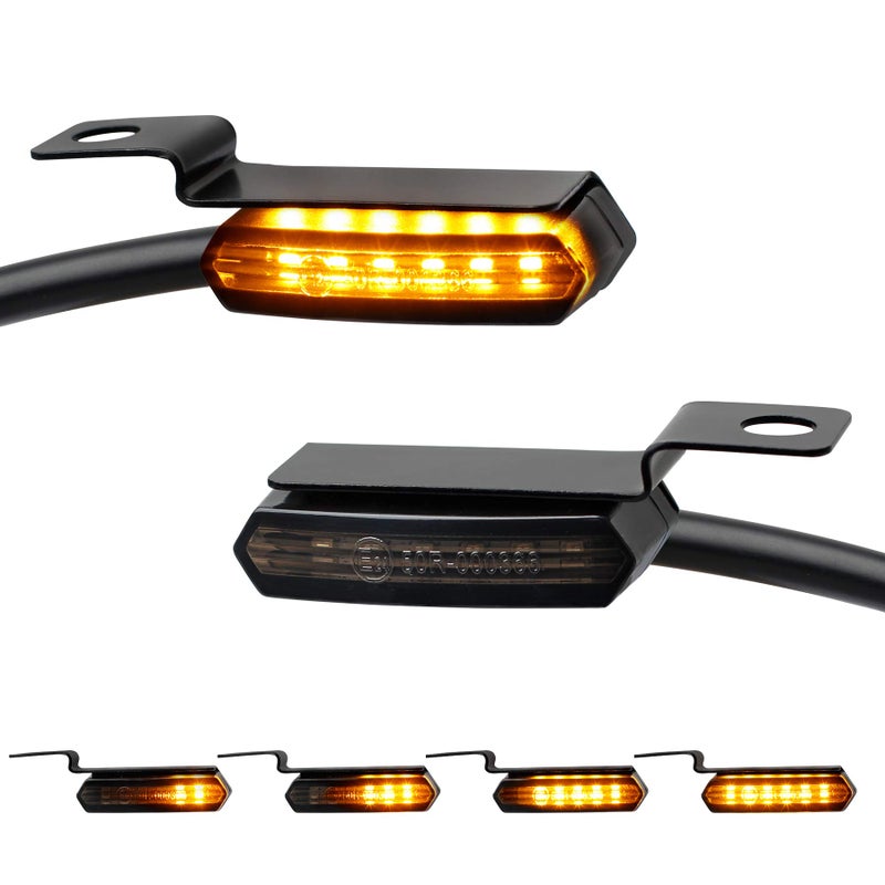 NTHREEAUTO Sequential LED Turn Signals Flowing Handlebar Marker Light Motorcycle Mini Blinkers Compatible with Harley Dyna Sportster 883 XL1200 Road King Softail