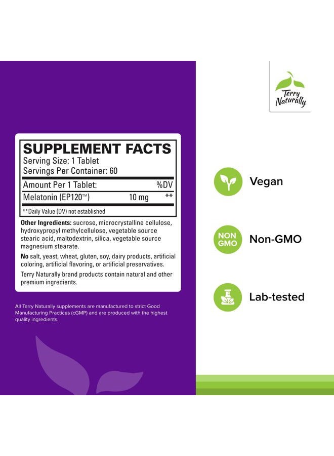 Terry Naturally Melatonin EP 120 10mg - Sleep Support Supplement with Antioxidants - Gluten-Free Supplement for Healthy Sleep - Dietary Supplement to Aid Healthy Aging & Immune Health - 60 Tablets  - Image 2