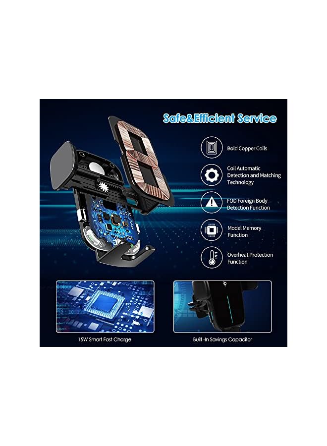 AccLoo Wireless Car Charger, 15W Qi Fast Charging Auto-Clamping Car Phone Holder, Car Air Vent Mount for iPhone14 Pro Max/14 Pro/14/13/12/11, Galaxy S22/S21+/S20 Ultra etc（Include QC3.0 Adapter） - Image 5