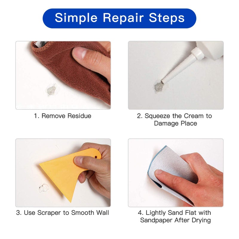 SEISSO Drywall Repair Kit, 500 g Wall Mending Agent- 2 Pack, Wall Spackle Repair Kit with Scraper, Patch for Wall Hole Filler, White Spackle Wall Repair Paste, Plaster Dent - Image 5