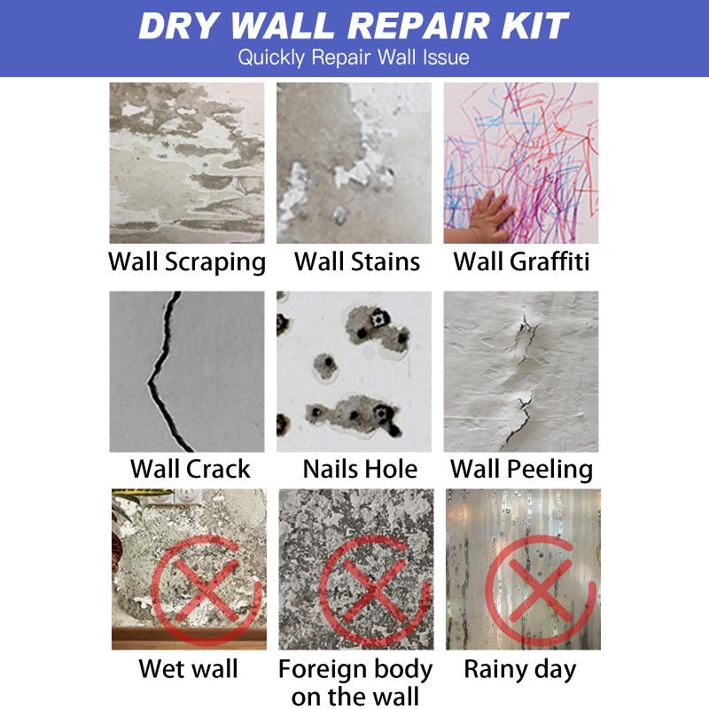 SEISSO Drywall Repair Kit, 500 g Wall Mending Agent- 2 Pack, Wall Spackle Repair Kit with Scraper, Patch for Wall Hole Filler, White Spackle Wall Repair Paste, Plaster Dent - Image 4