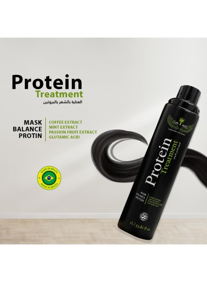 Vintage Protein Hair Treatment Mask 1000ml | Deep Repair Protein Hair Mask | Keratin Hair Care for Dry, Damaged & Frizzy Hair | Salon Professional Formula - Image 2