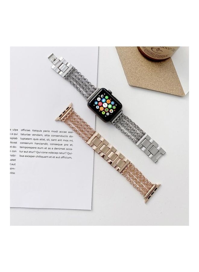 NIBEMINENT Creative Chain Stainless Steel Metal Watch Strap For Apple Series 7/6/5/4/3/2/1/SE 45/44/42mm Rose Gold - Image 3