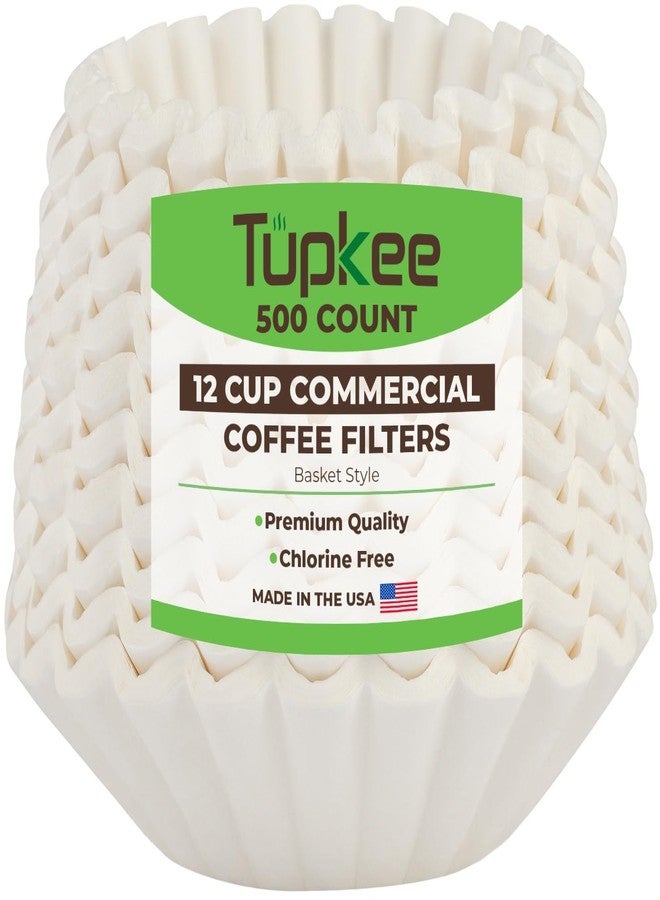 Tupkee 12-Cup Large Coffee Filters - 9.75” x 4.25” - 500 Count - Tall Walled to Prevent Ground Overflow - Compatible with Bunn 12 Cup Commercial Coffee Maker & Large Home Machines - Made in the USA - Image 1