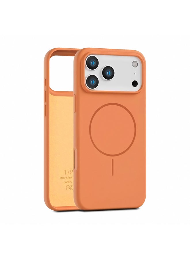 O Ozone Magnetic Silicone Case For iPhone 17 Pro Max |Compatible with MagSafe |Liquid Silicone Material Anti-Scratch Microfiber Lining Phone Cover with Camera Lens Protection - Orange - Image 1