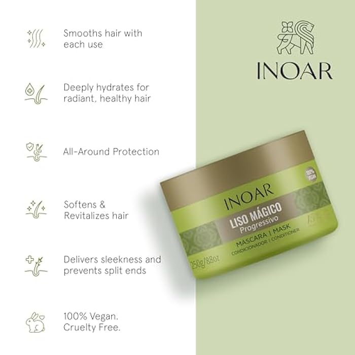 Inoar Liso Mágico Hair Mask with Jasmine Extract for Frizz Control & Deep Hydration, 6.7 oz - Image 3