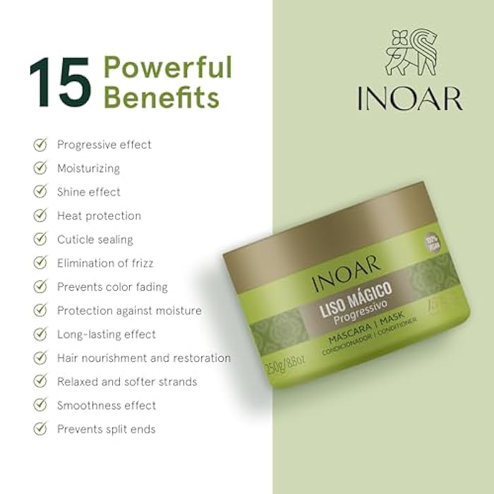 Inoar Liso Mágico Hair Mask with Jasmine Extract for Frizz Control & Deep Hydration, 6.7 oz - Image 4