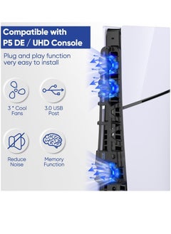 DOBE Cooling Fan for PS5 Slim Console Quiet Cooling System with Memory Function and LED Light and USB 3.0 Port for PS5 Slim Digital & Discs Edition.  - Image 5