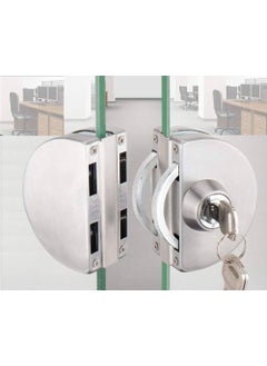 MVM Enterprise MVM Enterprise Glass to Glass Door Lock No Drilling Stainless Steel Durable Lock for Double Glass Doors Anti Theft System Double Door Central Lock with 3 Keys Pack of 1  - Image 2