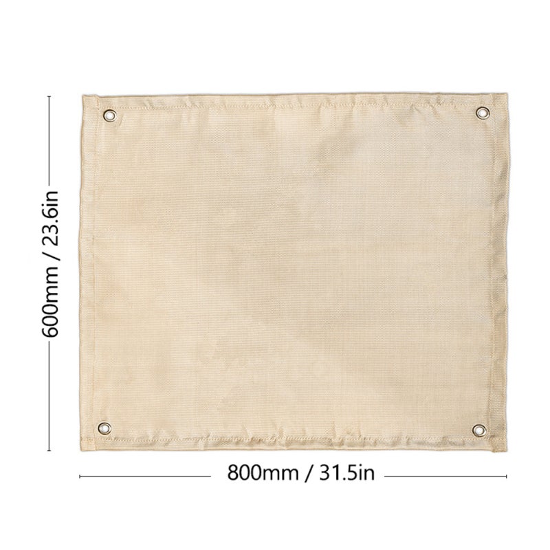 Fireproof Mat: 600x800 Beige Fiberglass Cloth - Fine Insulation Heat Resistance, Foldable Space-Saving Grill Accessory for Outdoor Camping, Picnic, Barbecue - Image 2