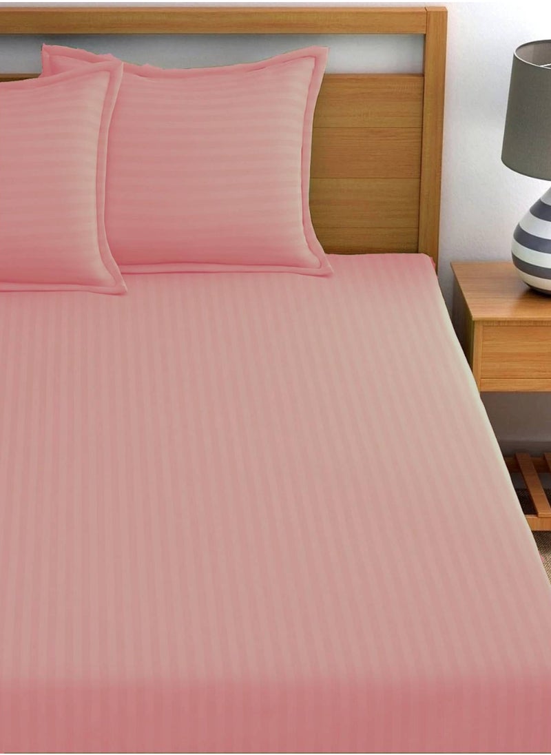 MAXQON - Deep Fitted Elastic Bedsheet Set With Pillow Covers, King/Queen/Double/Single Sizes, Color Pink, Depth 30cm - Image 1
