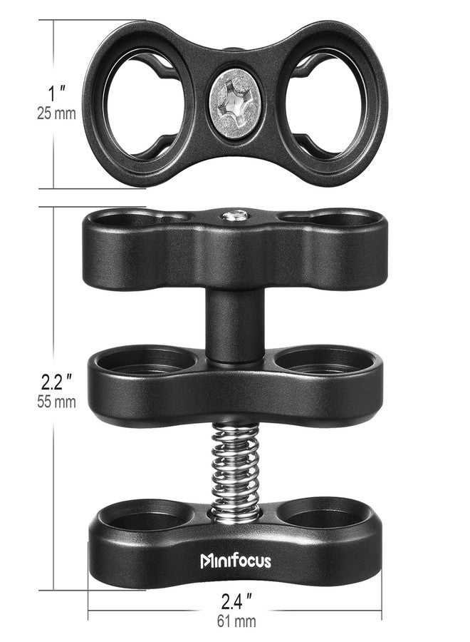 MINIFOCUS 2PCS 1'' Aluminum Ball Clamp Mount for Underwater Diving Light Arms Tray System, Photography Diving Camera, 360° Clip Adapter Bracket for Action Camera Flashlight Arms System - Image 2
