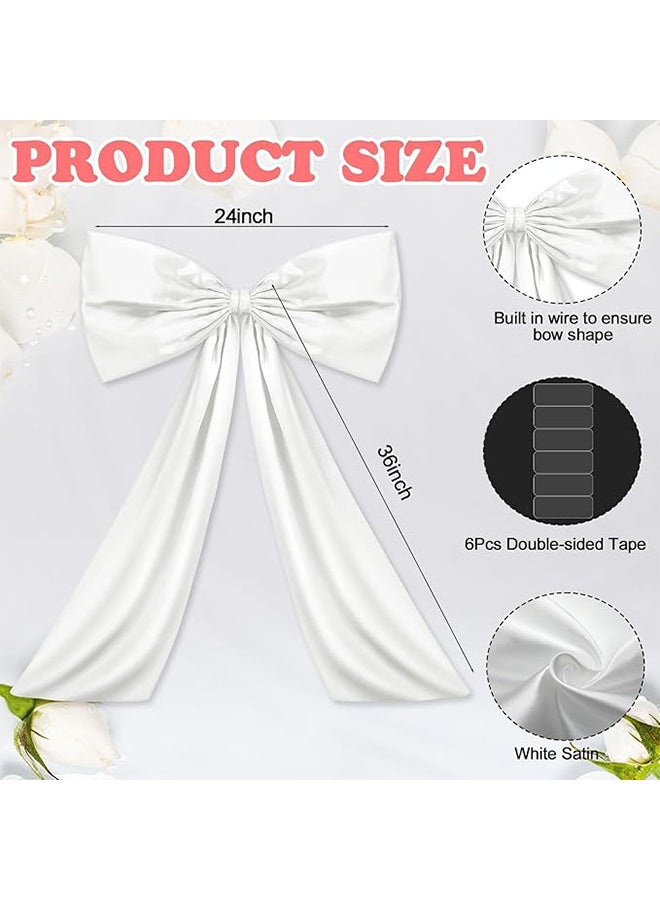 Decor Large Bow for Room, Giant Ribbon Tie for Birthday Party Backdrop Wall Decor, 24 X 36 Inches - White - Image 2