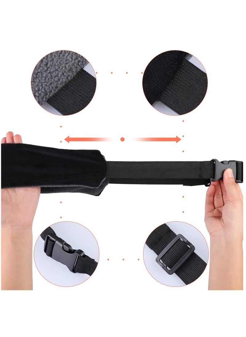 Excefore - Travel Pillow for Sleeping Airplane, 2 Sets Headrest Travel Pillow Neck Pillow for Airplane Travel Functional Airplane Head Straps Neck Brace for Sleeping on Airplane Car, Black - Image 1