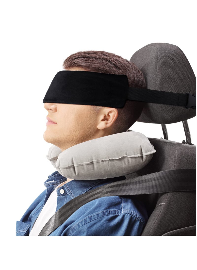 Excefore - Travel Pillow for Sleeping Airplane, 2 Sets Headrest Travel Pillow Neck Pillow for Airplane Travel Functional Airplane Head Straps Neck Brace for Sleeping on Airplane Car, Black - Image 1