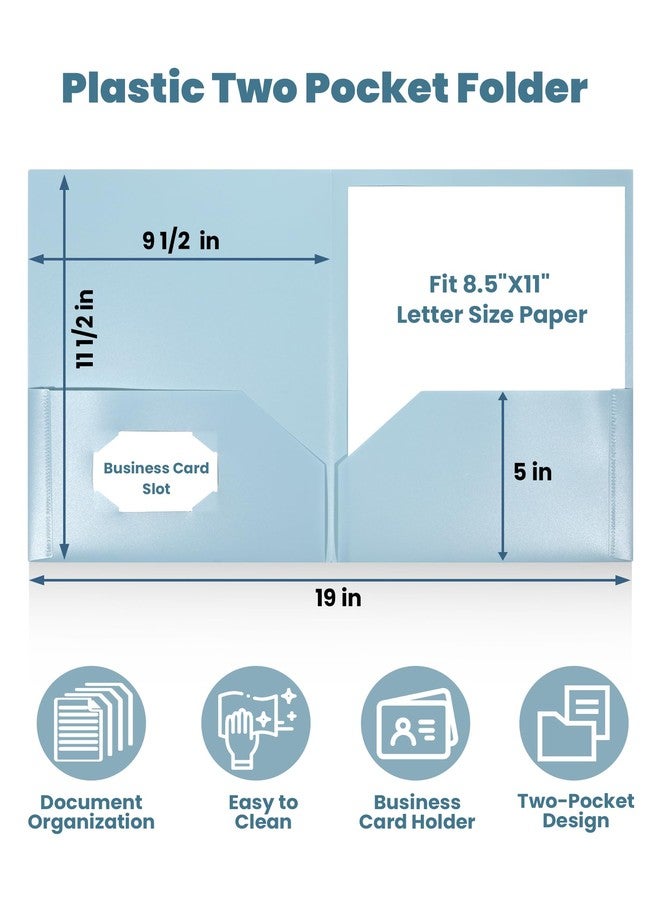 SUNEE 2 Pocket Folders (6/Pack, Pastel Colors) Heavy-Duty Plastic Folders with Pockets, Fit 8.5x11 Letter Size Paper, 2-Pocket File Folders for Kids, Home, School, Office - Image 2