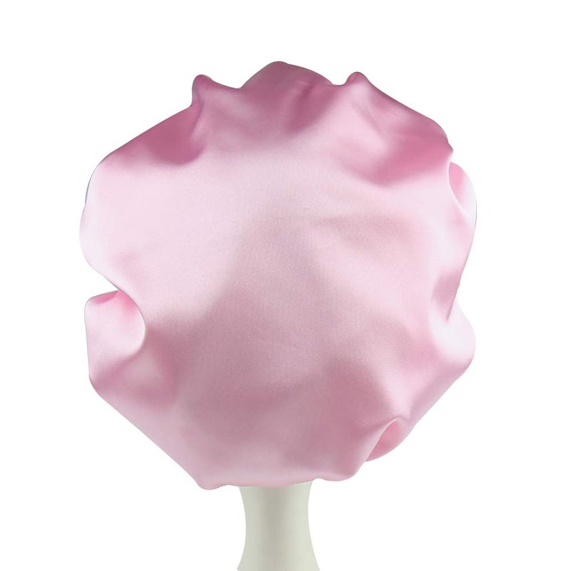 Alnorm Sleep Cap for Kids Satin Hair Scarf Girls Night Head Wrap Floral Silk Nightcap Light Pink - Image 4