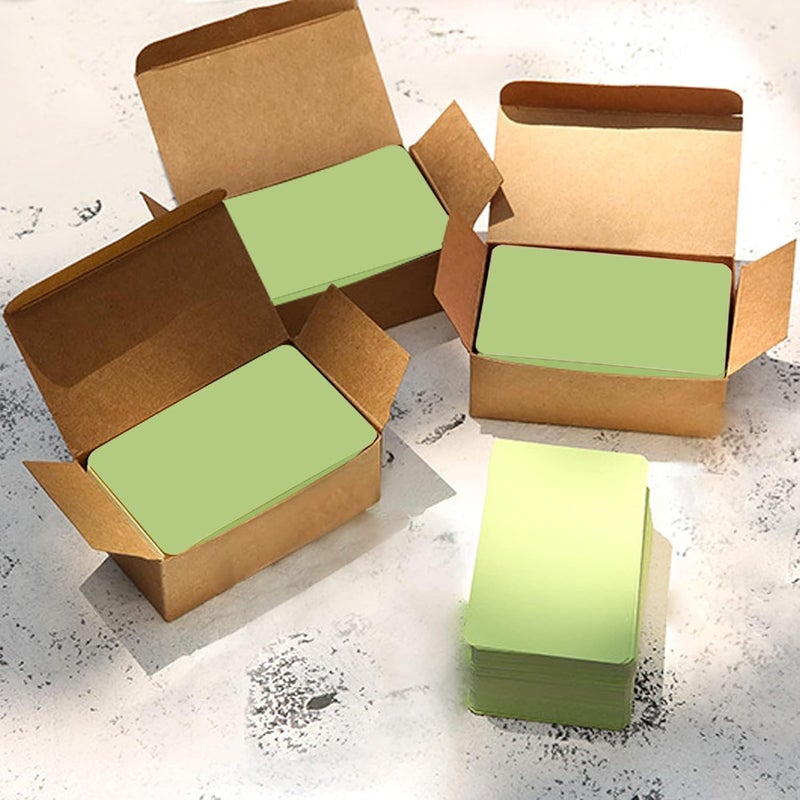 VANRA 300PCS Small Blank Index Cards 3.5x2 inches Note Cards Study Flash Cards, Word Message Gift DIY Cards Kraft Paper Tags (Green, 300/Pack) - Image 5
