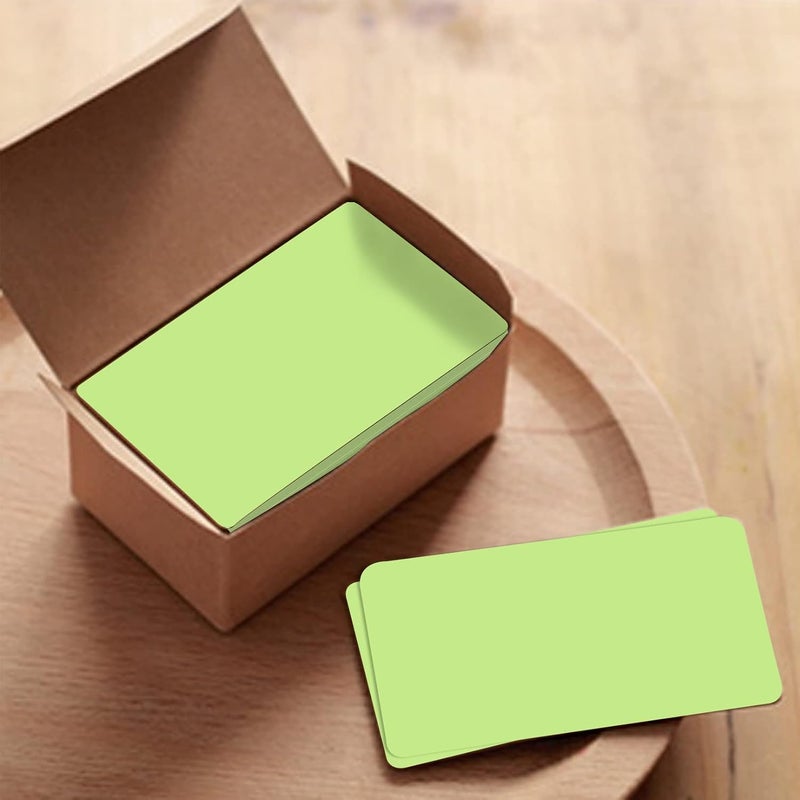 VANRA 300PCS Small Blank Index Cards 3.5x2 inches Note Cards Study Flash Cards, Word Message Gift DIY Cards Kraft Paper Tags (Green, 300/Pack) - Image 2