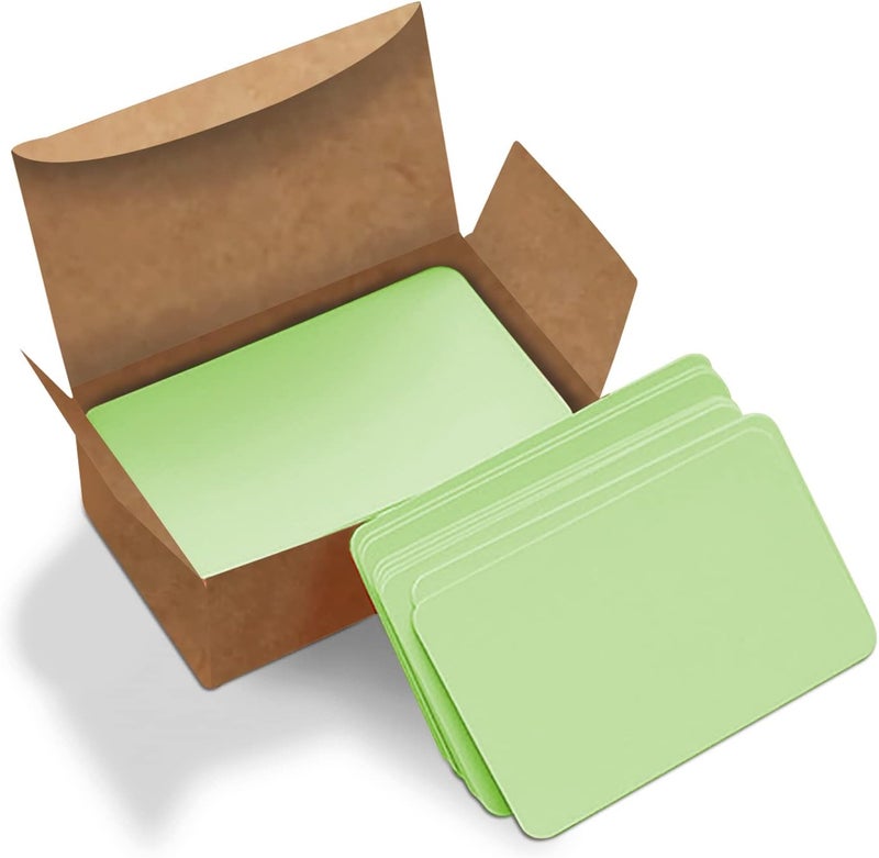 VANRA 300PCS Small Blank Index Cards 3.5x2 inches Note Cards Study Flash Cards, Word Message Gift DIY Cards Kraft Paper Tags (Green, 300/Pack) - Image 1