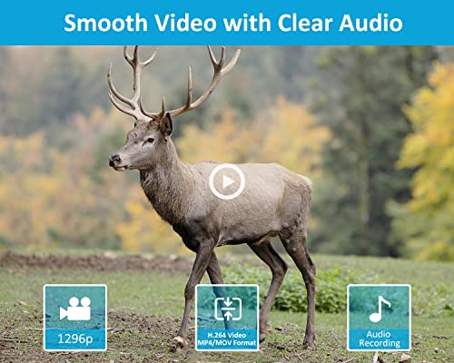 GardePro كاميرا جارد برو E5S، 64 ميجابكسل فيديو HD 1296p، كاميرات صيد مع رؤية ليلية حتى 100 قدم، مقاومة للماء، مفعلة بالحركة لصيد الغزلان والحياة البرية - Image 4