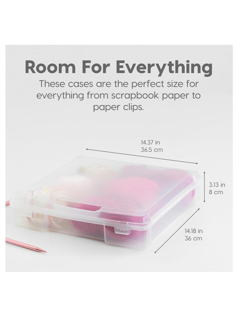 IRIS - IRIS USA Fits 12" x 12" Paper, 6 Pack Thick Portable Plastic Scrapbook Paper Storage Cases with Built-in Handle for Art and Craft Supplies Yarn File Paper Office Documents Toys, Rounded Corner, Clear - Image 1