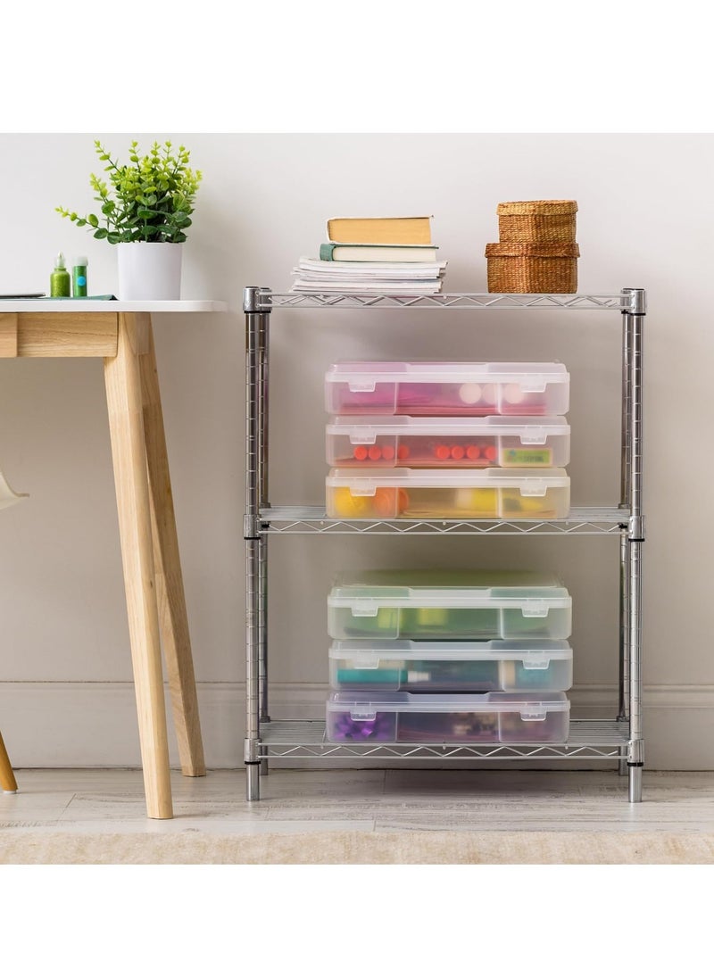 IRIS - IRIS USA Fits 12" x 12" Paper, 6 Pack Thick Portable Plastic Scrapbook Paper Storage Cases with Built-in Handle for Art and Craft Supplies Yarn File Paper Office Documents Toys, Rounded Corner, Clear - Image 1