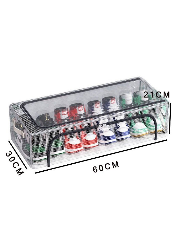 CityRiya-Long Shoe Storage Box 7 Pack Under Bed Shoe Storage Organizer, Clear Stackable Shoe Organizer for Closet, 60*30*21cm Shoes Organizer Shoe Container Bins for Sneakers Foldable Shoe Rack for Clothes, Toys - Image 4