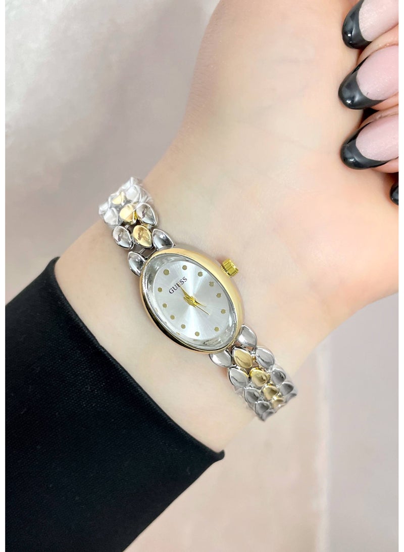 Guess Women's Two-Tone Analog Watch – Gold & Silver Stainless Steel Bracelet Watch with Elegant Oval Dial - Image 2