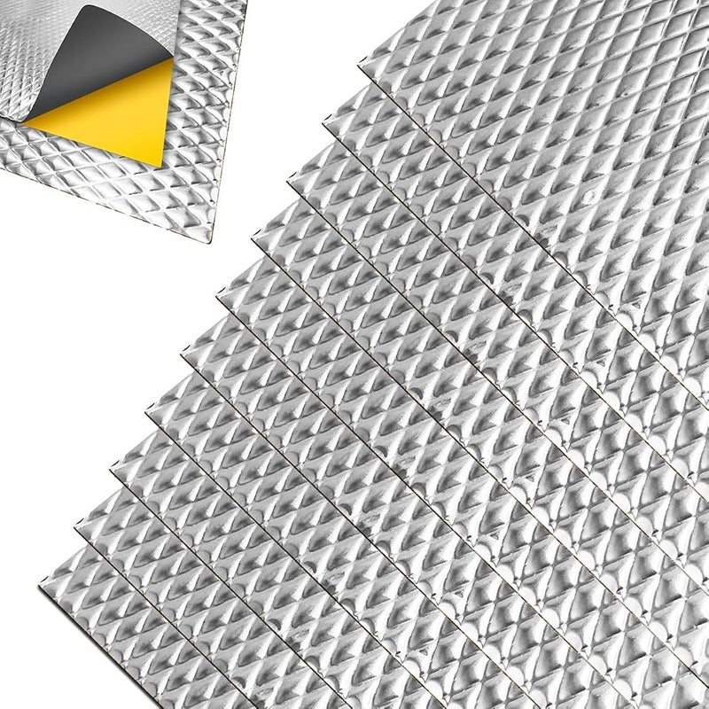 AbaqCasa Car Sound Deadening Mat, 10 Pack Heat Shield Butyl Automotive Sound Deadener, Self-Adhesive Auto Audio Deadener Mat, Noise Control Moistureproof Waterproof Heat Insulation for Truck Vehicle (40*25cm) - Image 1