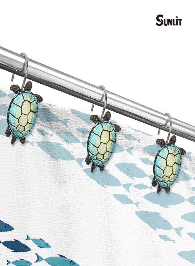 Sunlit خطافات ستارة دش على شكل سلحفاة بحرية مشمسة، حلقات ستارة دش زخرفية للمنزل، مصنوعة من الراتنج، خطافات لتعليق ستارة دش بحرية لغرفة الأطفال أو غرفة المعيشة، مجموعة من 12 - Image 4