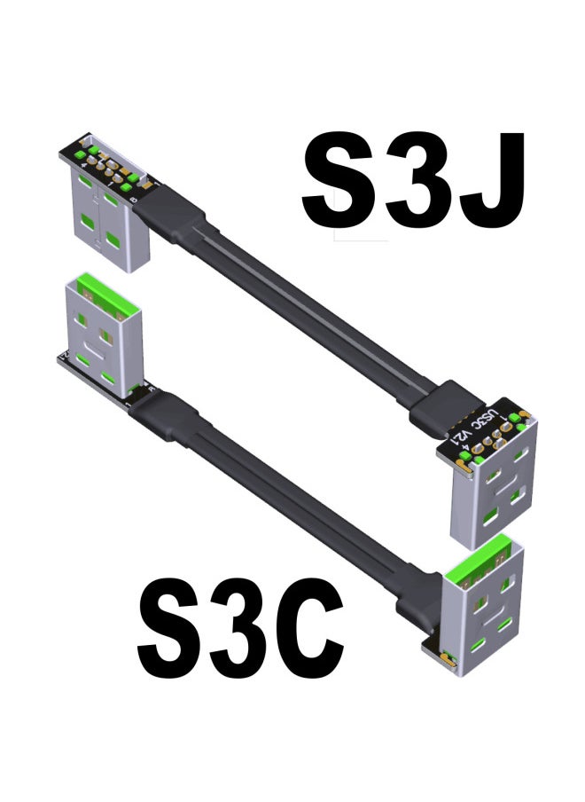 Generic - ADT-Link USB2.0 Ultra-fine Light Thin Short Flat Wire Double A Male Bend Angle High Current Power Supply Data Line-Color:S3C-S3J-Length:20cm - Image 1