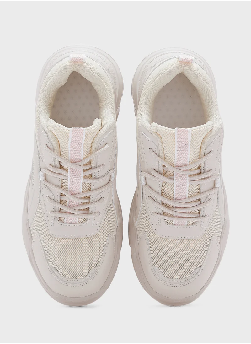 Ginger Chunky Mix Material Sneakers