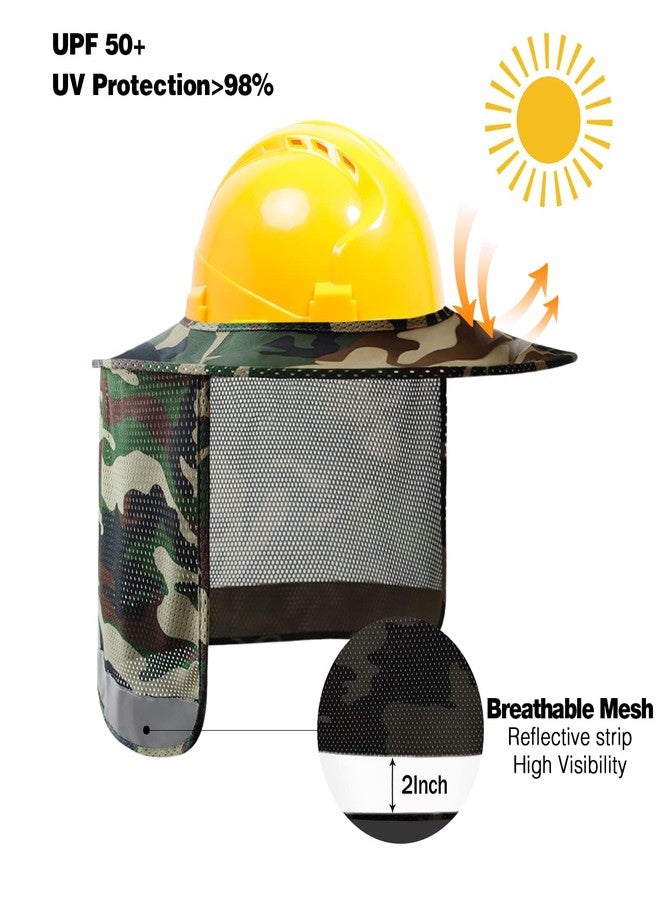 TCCFCCT Hard Hat Sun Shade, Full Brim High Visibility Hard Hat Sun Visor Neck shield and Bandana Face Scarf with Construction Arm Sleeves, Hard Hat Accessories, Hard Hat Not Included, 3 Packs, Camo - Image 2
