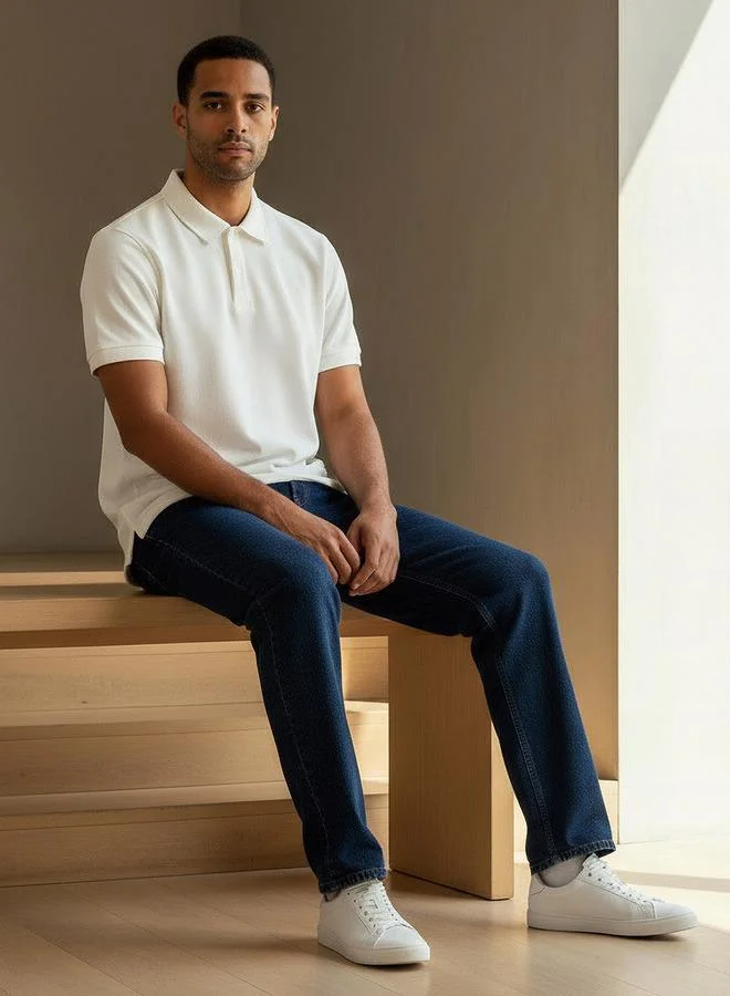 Splash FAV Men Short Sleeve Textured Polo T shirt