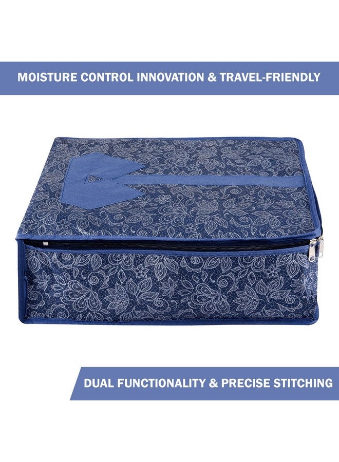 Kuber Industries Shirt Storage Bag | Clothes Storage Bag | Wardrobe Storage Bag | Shirt Organizer for Closet | Visible Window Shirt Bag | Flower Printed Shirt Cover | Pack of 2 | Navy Blue - Image 5