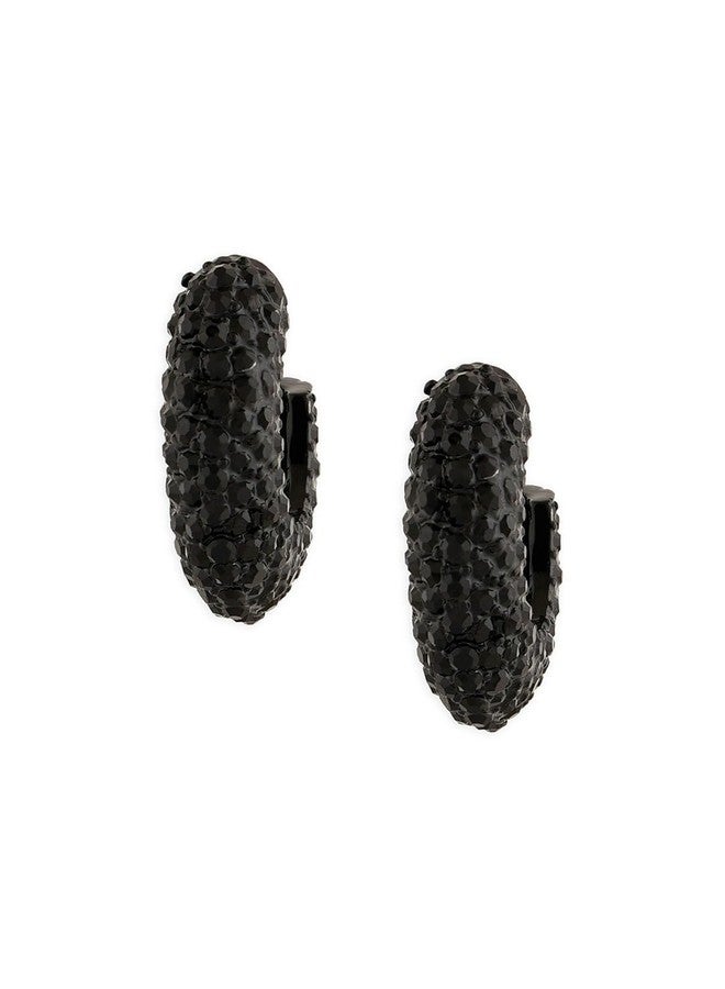 Ami Black Dazzling Austrian Diamonds Contemporary Semi Hoop Studs Earring For Women-ZPFK21007 - Image 1