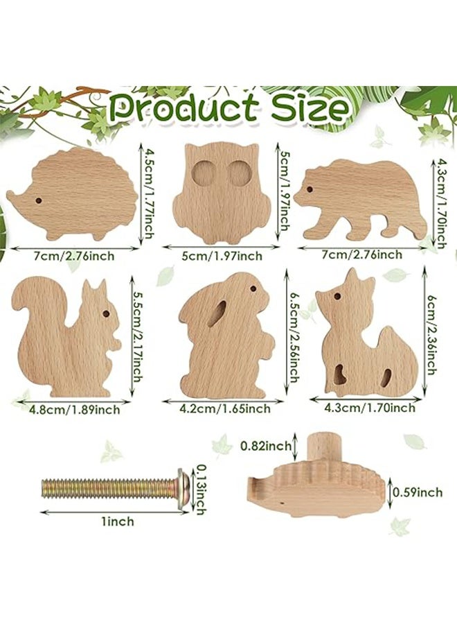 6 Items Wooden Animal Cabinet Knobs, with Screws, Decorative Drawer Pulls & Kids Nursery Furniture Handles - Image 2