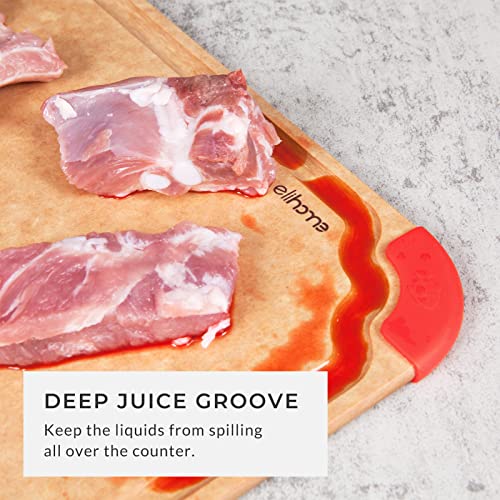 Elihome Premium Series Color Code Wood Fiber Dishwasher Safe Cutting board for Kitchen, Made in USA, Food Icon, Juice Grooves, Non-Porous, Non-slip Feet,Large 16" x 12" - Image 3