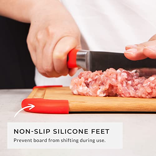 Elihome Premium Series Color Code Wood Fiber Dishwasher Safe Cutting board for Kitchen, Made in USA, Food Icon, Juice Grooves, Non-Porous, Non-slip Feet,Large 16" x 12" - Image 2