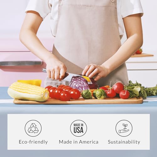 Elihome Premium Series Color Code Wood Fiber Dishwasher Safe Cutting board for Kitchen, Made in USA, Food Icon, Juice Grooves, Non-Porous, Non-slip Feet,Large 16" x 12" - Image 5