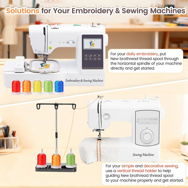 New brothread 40 Colors Compatible with Brother Polyester Embroidery Machine Thread Kit 500M (550Y) Each Spool Compatible with Brother Babylock Janome Singer Pfaff Bernina Embroidery & Sewing Machine - Image 5