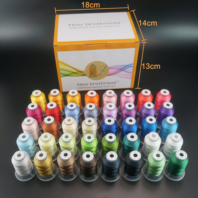New brothread 40 Colors Compatible with Brother Polyester Embroidery Machine Thread Kit 500M (550Y) Each Spool Compatible with Brother Babylock Janome Singer Pfaff Bernina Embroidery & Sewing Machine - Image 2