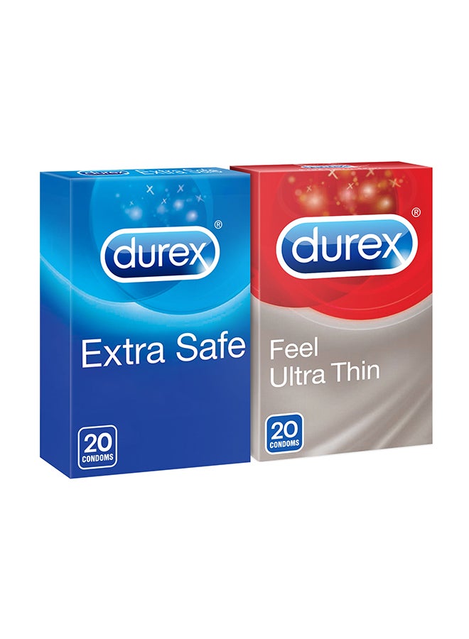 Duo Bundle Pack - Extra Safe Condoms 20s + Feel Ultra Thin 20s