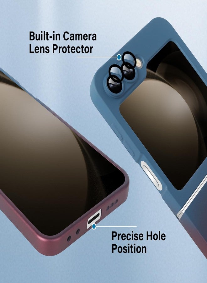 أوميو جراب سيليكون مغناطيسي من أوميو لهاتف سامسونج جالاكسي زد فليب 5، متوافق مع ماج سيف، تصميم فاخر متدرج الألوان، سيليكون سائل ناعم مع واقي لعدسة الكاميرا، غطاء مقاوم للصدمات، مناسب للرجال والنساء، أزرق/أحمر - Image 5